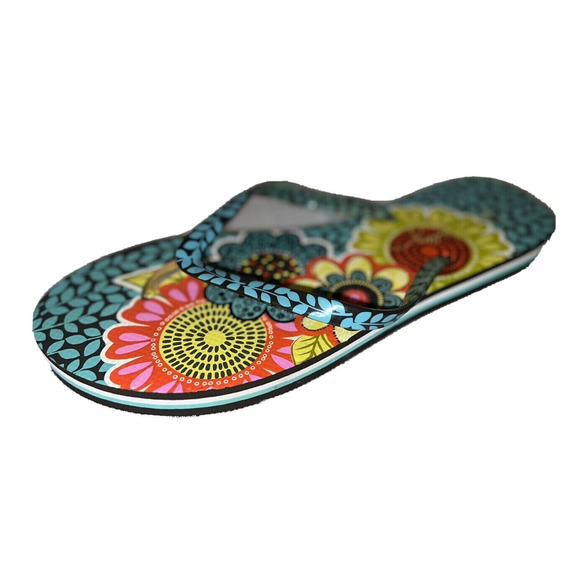 VERA BRADLEY Size 9-10 Colorful Flower Shower Flip Flops Sandals Beach Vacation - Picture 2 of 4